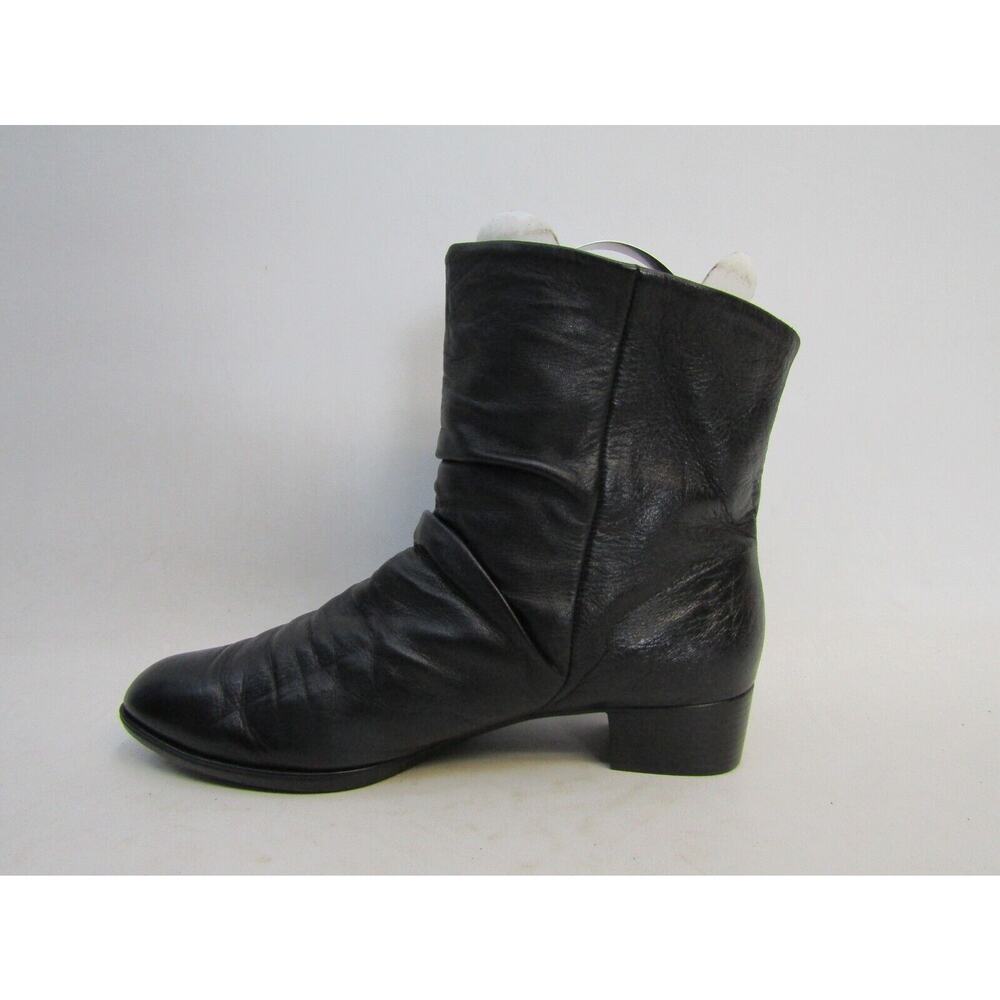 MUNRO Womens Size 7 M Black Leather Slouch Fashion 5" Shaft Boot Booties - Picture 2 of 11